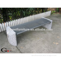 Outdoor cement stone garden bench with metal bench seat